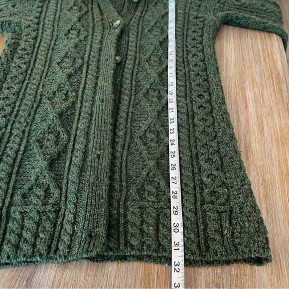 Kilronan Knitwear Cardigan Women’s Med Wool Cable Knit Chunky Sweater Green - Picture 9 of 9